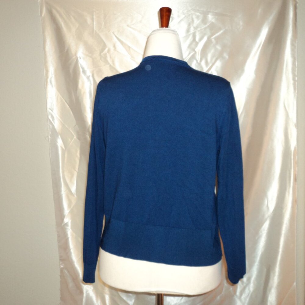 Women's Royal Blue Button Up Cardigan Sweater - Picture 3 of 7